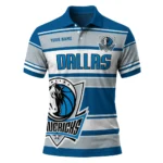 Dallas Mavericks Polo Shirt - Personalized Horizontal Blocks Blue