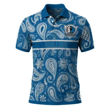 Dallas Mavericks Polo Shirt - Personalized Paisley Band Blue