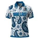 Dallas Mavericks Polo Shirt - Personalized Paisley Florals Blue White