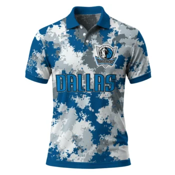 Dallas Mavericks Polo Shirt - Personalized Pixel Camo Blue