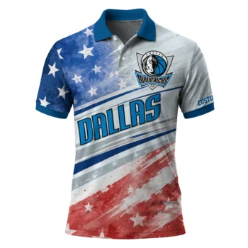Dallas Mavericks Polo Shirt - Personalized Star Stripes Red Blue