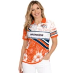 Denver Broncos Polo Shirt Custom Floral Angles Orange White Best Selling