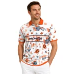 Denver Broncos Polo Shirt Custom Floral Pinstripe Orange White Best Selling