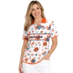 Denver Broncos Polo Shirt Custom Floral Pinstripe Orange White Best Selling