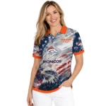 Denver Broncos Polo Shirt Customized Star Brushstrokes Orange Blue Best Selling
