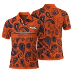Denver Broncos Polo Shirt Personalized Paisley Band Orange Best Selling