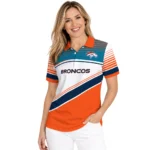 Denver Broncos Polo Shirt Personalized Slanted Stripes Orange White Best Selling