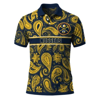 Denver Nuggets Polo Shirt - Custom Paisley Band Blue