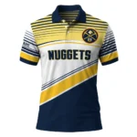 Denver Nuggets Polo Shirt - Custom Slanted Stripes Blue White