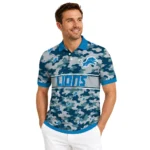 Detroit Lions Polo Shirt Custom Camo Band Blue Best Selling