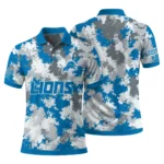 Detroit Lions Polo Shirt Custom Pixel Camo Blue Best Selling