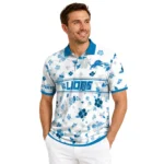 Detroit Lions Polo Shirt Customized Floral Pinstripe Blue White Best Selling