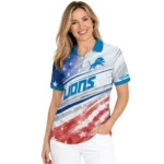 Detroit Lions Polo Shirt Customized Star Stripes Red Blue Best Selling