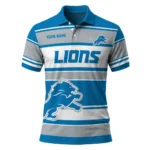 Detroit Lions Polo Shirt Personalized Horizontal Blocks Blue Best Selling