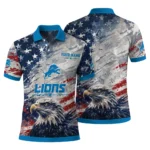 Detroit Lions Polo Shirt Personalized Star Brushstrokes Blue Best Selling
