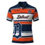 Detroit Tigers Polo Shirt Personalized Horizontal Blocks Navy Best Selling