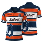 Detroit Tigers Polo Shirt Personalized Horizontal Blocks Navy Best Selling
