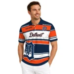 Detroit Tigers Polo Shirt Personalized Horizontal Blocks Navy Best Selling
