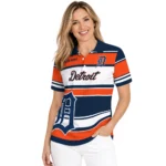 Detroit Tigers Polo Shirt Personalized Horizontal Blocks Navy Best Selling