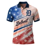 Detroit Tigers Polo Shirt Personalized Star Stripes Red Blue Best Selling