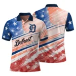Detroit Tigers Polo Shirt Personalized Star Stripes Red Blue Best Selling