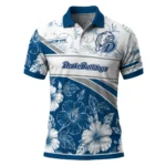 Drake Bulldogs Polo Shirt Custom Floral Angles Blue White Best Selling