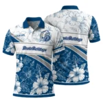 Drake Bulldogs Polo Shirt Custom Floral Angles Blue White Best Selling