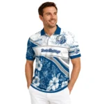 Drake Bulldogs Polo Shirt Custom Floral Angles Blue White Best Selling