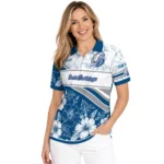 Drake Bulldogs Polo Shirt Custom Floral Angles Blue White Best Selling