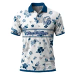 Drake Bulldogs Polo Shirt Custom Floral Pinstripe Blue White Best Selling