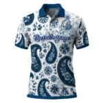 Drake Bulldogs Polo Shirt Custom Paisley Florals Blue White Best Selling