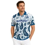Drake Bulldogs Polo Shirt Custom Paisley Florals Blue White Best Selling