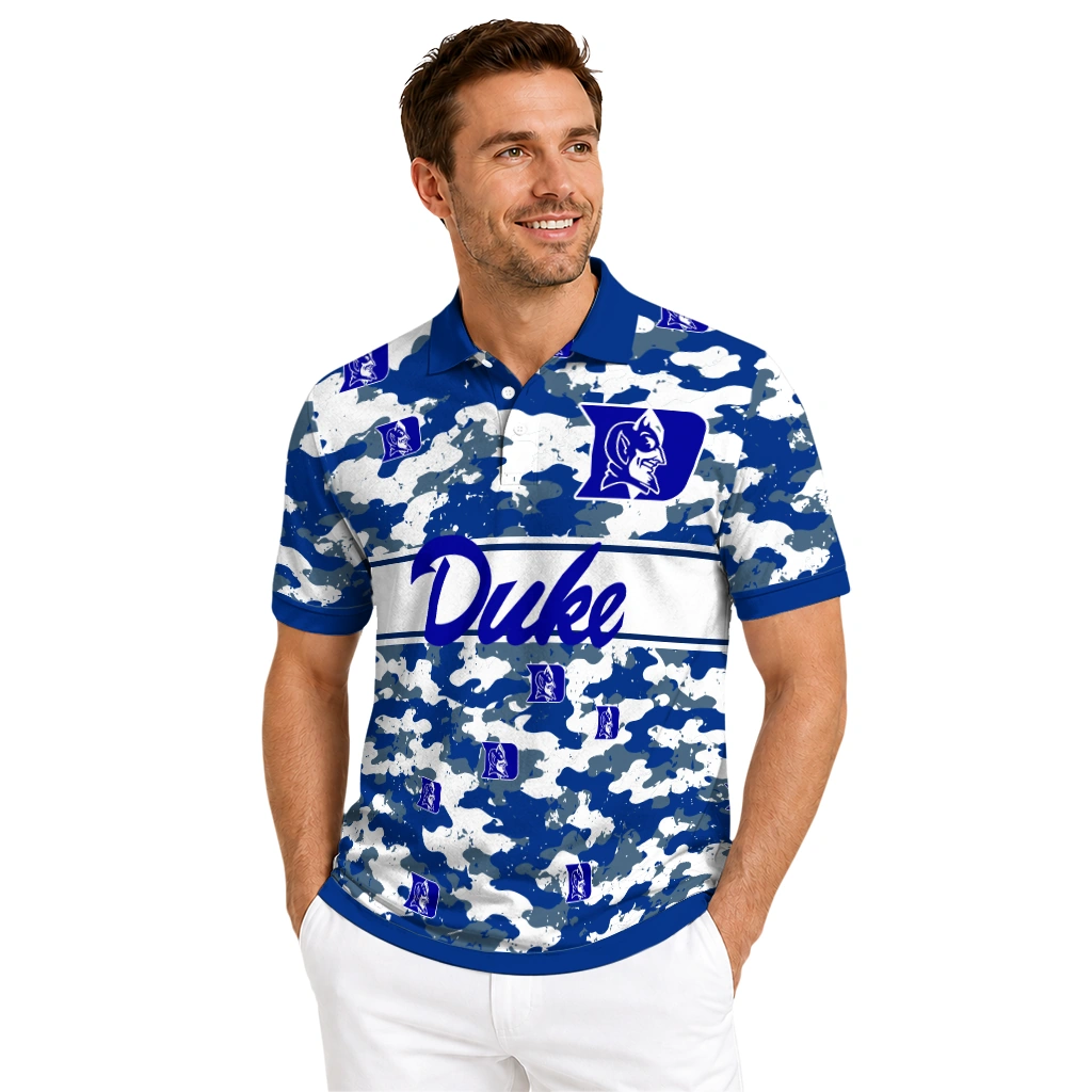 Duke Blue Devils Polo Shirt Personalized Camo Band Blue High Quality Duke Blue Devils Polo Shirt Personalized Camo Band Blue High Quality