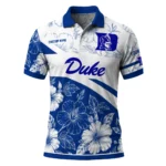 Duke Blue Devils Polo Shirt Personalized Floral Angles Blue White Best Selling