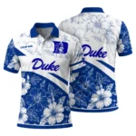 Duke Blue Devils Polo Shirt Personalized Floral Angles Blue White Best Selling