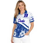 Duke Blue Devils Polo Shirt Personalized Floral Angles Blue White Best Selling