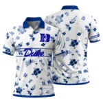 Duke Blue Devils Polo Shirt Personalized Floral Pinstripe Blue White Best Selling