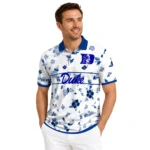 Duke Blue Devils Polo Shirt Personalized Floral Pinstripe Blue White Best Selling
