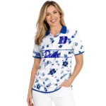 Duke Blue Devils Polo Shirt Personalized Floral Pinstripe Blue White Best Selling