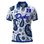 Duke Blue Devils Polo Shirt Personalized Paisley Florals Blue White Best Selling