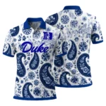 Duke Blue Devils Polo Shirt Personalized Paisley Florals Blue White Best Selling