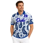 Duke Blue Devils Polo Shirt Personalized Paisley Florals Blue White Best Selling