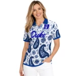 Duke Blue Devils Polo Shirt Personalized Paisley Florals Blue White Best Selling