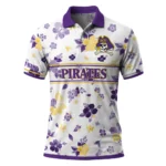 East Carolina Pirates Polo Shirt Customized Floral Pinstripe Purple White Best Selling