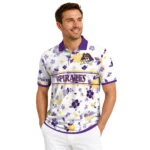 East Carolina Pirates Polo Shirt Customized Floral Pinstripe Purple White Best Selling