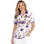 East Carolina Pirates Polo Shirt Customized Floral Pinstripe Purple White Best Selling