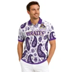 East Carolina Pirates Polo Shirt Customized Paisley Florals Purple White Best Selling