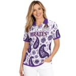 East Carolina Pirates Polo Shirt Customized Paisley Florals Purple White Best Selling
