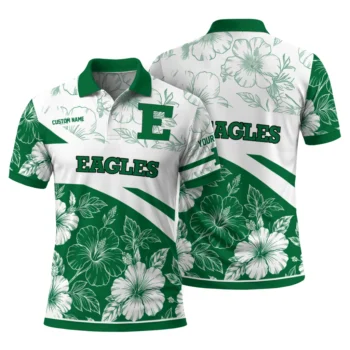 Eastern Michigan Eagles Polo Shirt Customized Floral Angles Green White Fashion Forward
