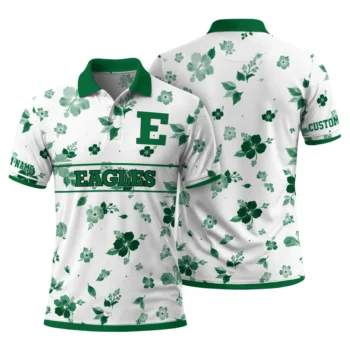 Eastern Michigan Eagles Polo Shirt Customized Floral Pinstripe Green White Fashion Forward